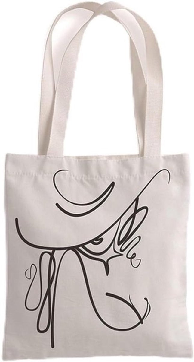 Bedrukte Jute Tas in Vintage Stijl - Canvas Draagtas met Grote Capaciteit - Geschikt voor Reizen, Winkelen en School