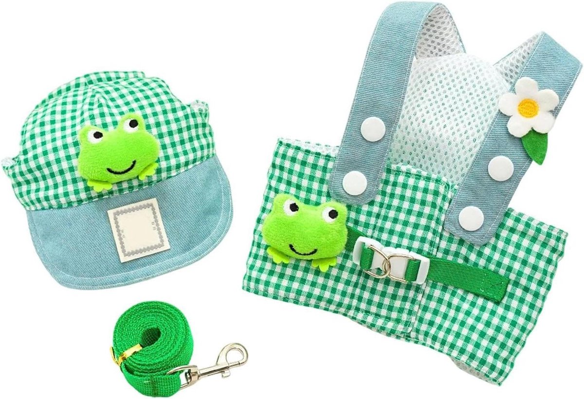 Hondentuig Set - Huisdier Vest - Dagelijkse Wandelingen - UV-Bescherming Inclusief - Maat S - Groen Ruitjes