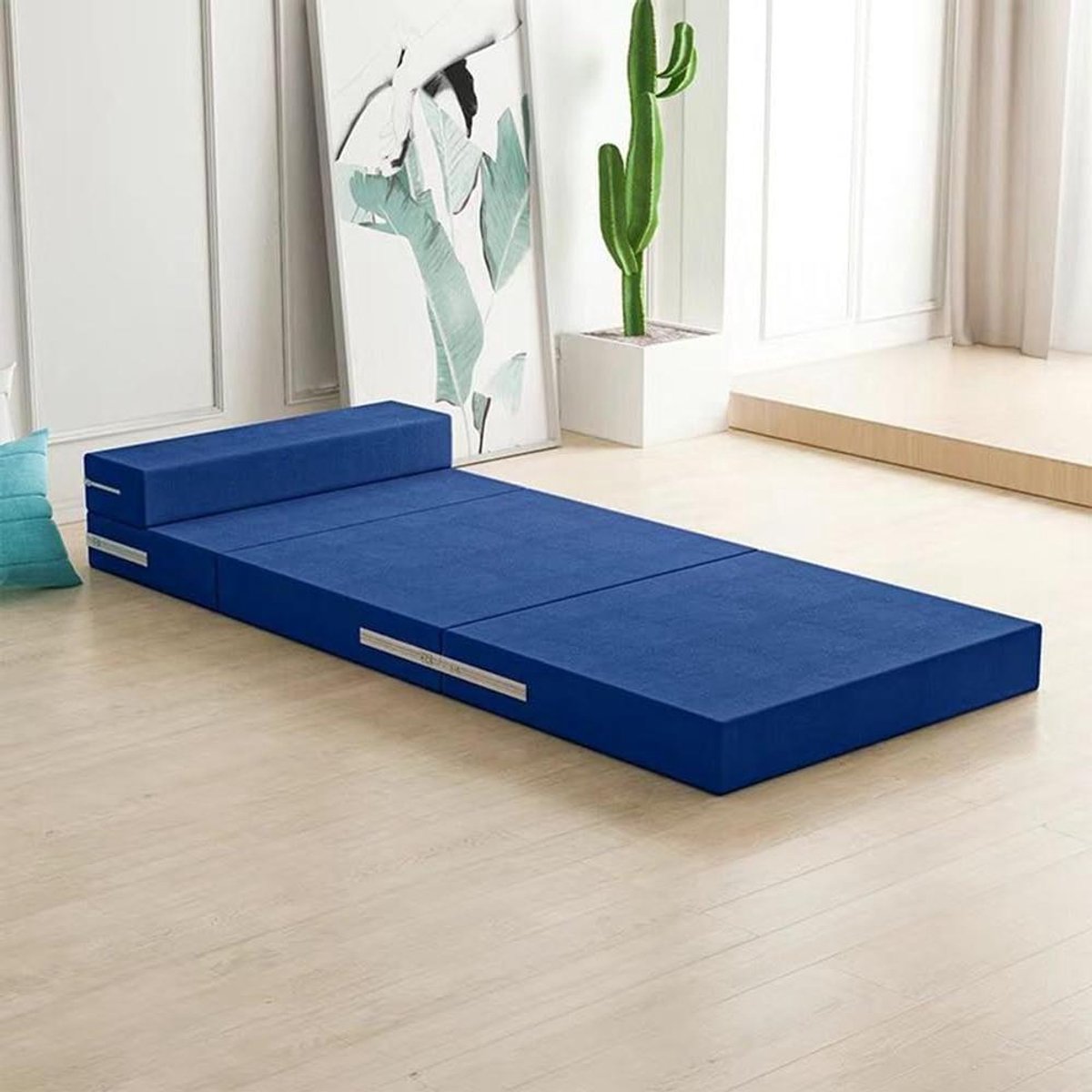 Vouwmatras - Opklapbed - Kamperen Reizen - Wasbare Hoes - 160 x 60 cm - Blauw