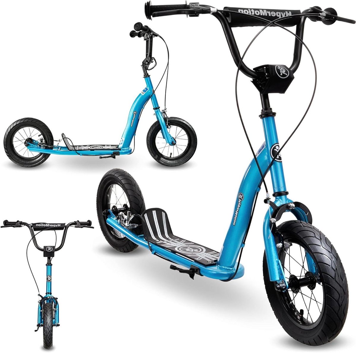Kinderstep - Step met wielen - Buiten spelen - Grote opblaasbare wielen - 30 cm - Blauw
