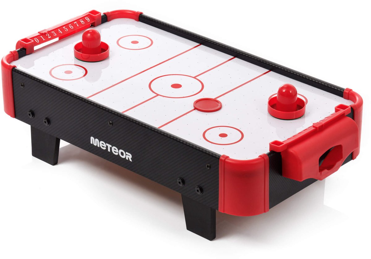 Meteor Airhockeytafel - Zwart/Rood - 2 spelers, 180 cm