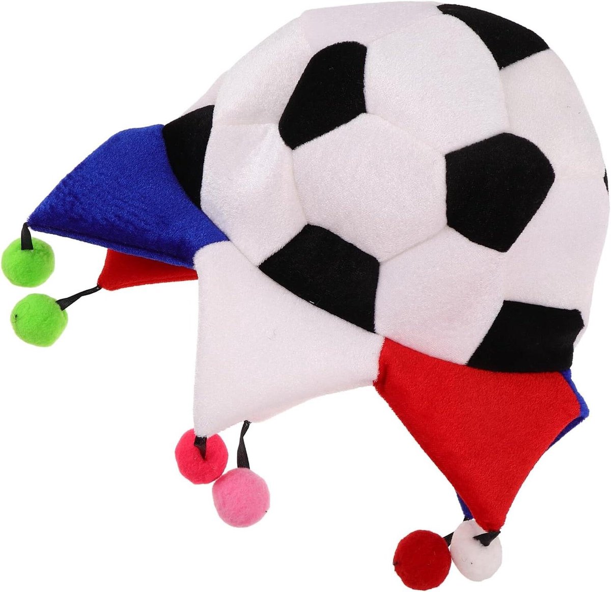 Pluche Voetbal Hoed - Voetbal Fan Hoofddeksel - Voetbalfeest Aanmoediging - Opvouwbaar en Lichtgewicht - 34x31x31 cm - Multi