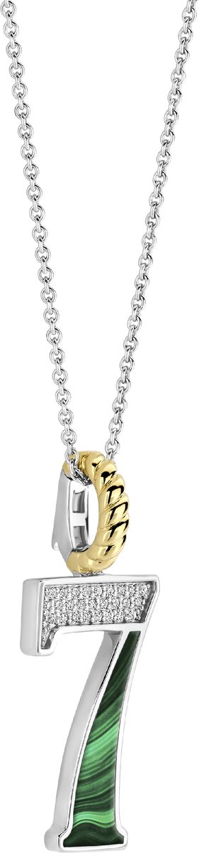 TI SENTO Dames Hanger - 925 zilver - Cijfer 7 - Malachiet - 6841MA_7