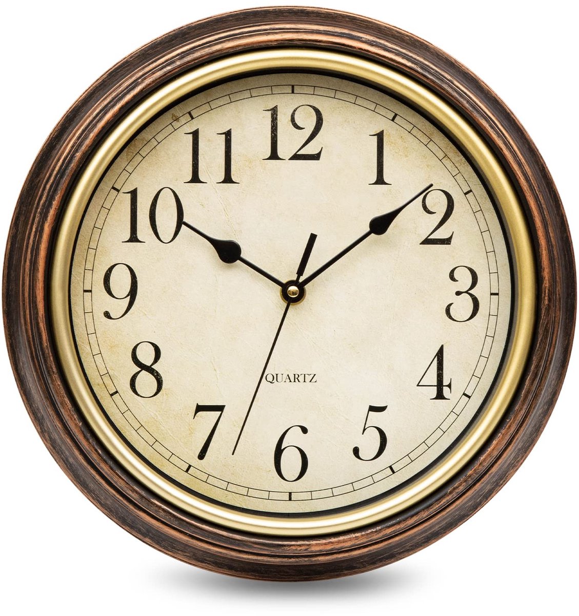SnelShoppen - Retro Wandklok met Thermometer Bruin 30 cm - Stijlvolle Klok voor Keuken, Woonkamer, Tuin en Feestgelegenheden