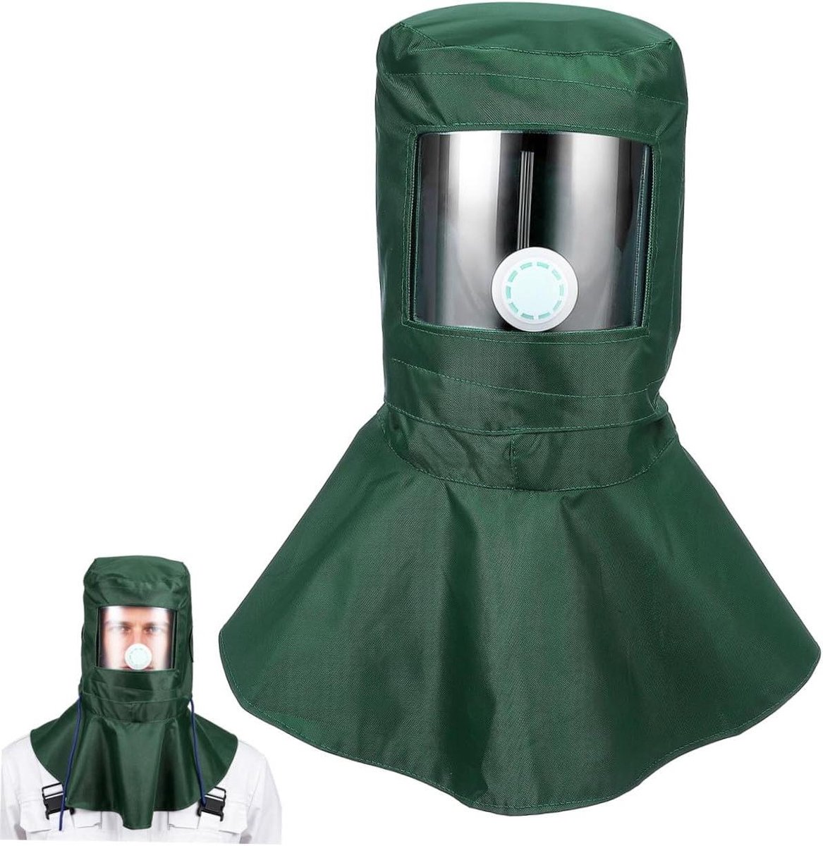 Stofmasker voor Zandstralen - Veiligheidsmasker Werk - Stofbescherming Werk - Volledig Gezichtsbescherming - 19 x 15 x 5 cm - Grijs