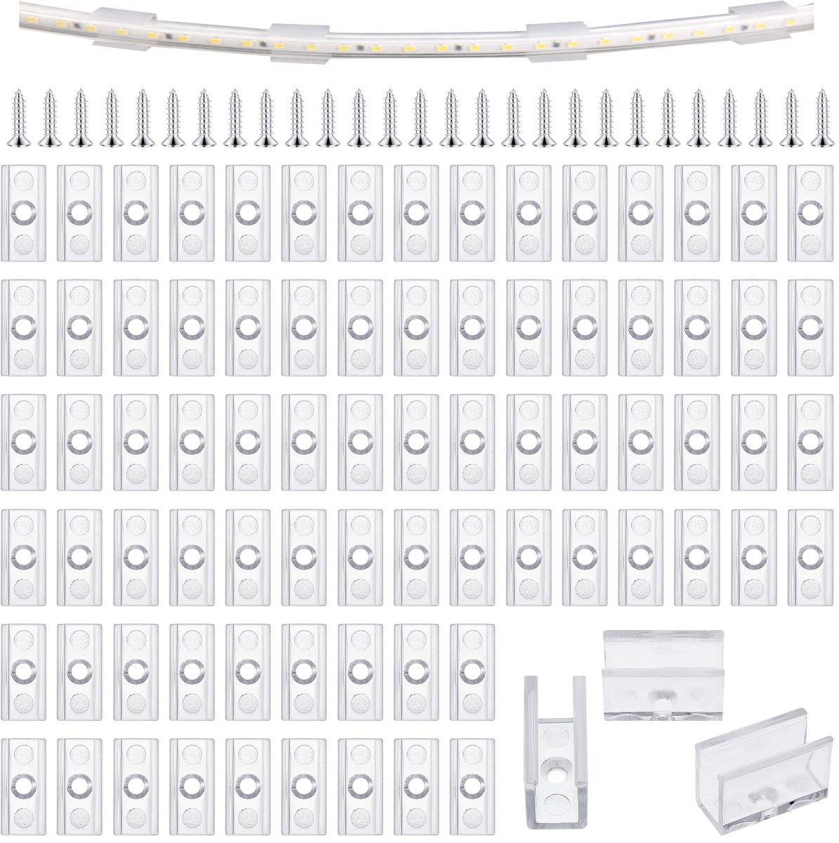 Dailygoods - 100 Stuks LED Neon Montageclips - Inclusief Schroeven