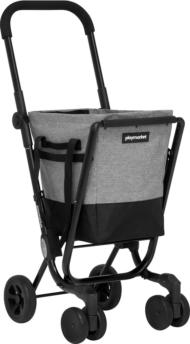 SnelShoppen - Easy Go Boodschappentrolley met Afneembare Tas - Lichtgewicht, Duurzaam, Zwart-Grijs - Perfect voor Boodschappen, Dagjes Uit en Reizen