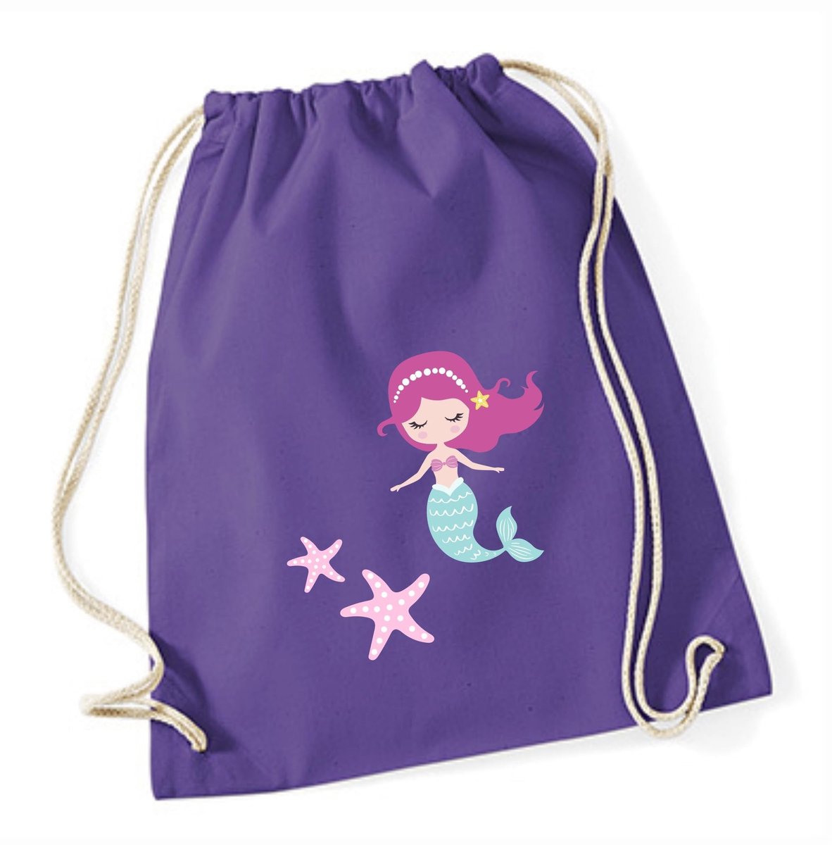 Dailygoods - Kindergymtas met Zeemeermin Motief - Katoenen Sporttas