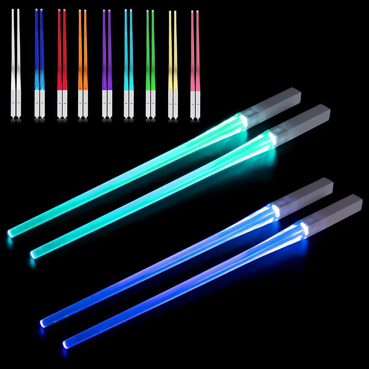 Dailygoods - Sushi Eetstokjes met LED Verlichting - Herbruikbaar, 2 Paar