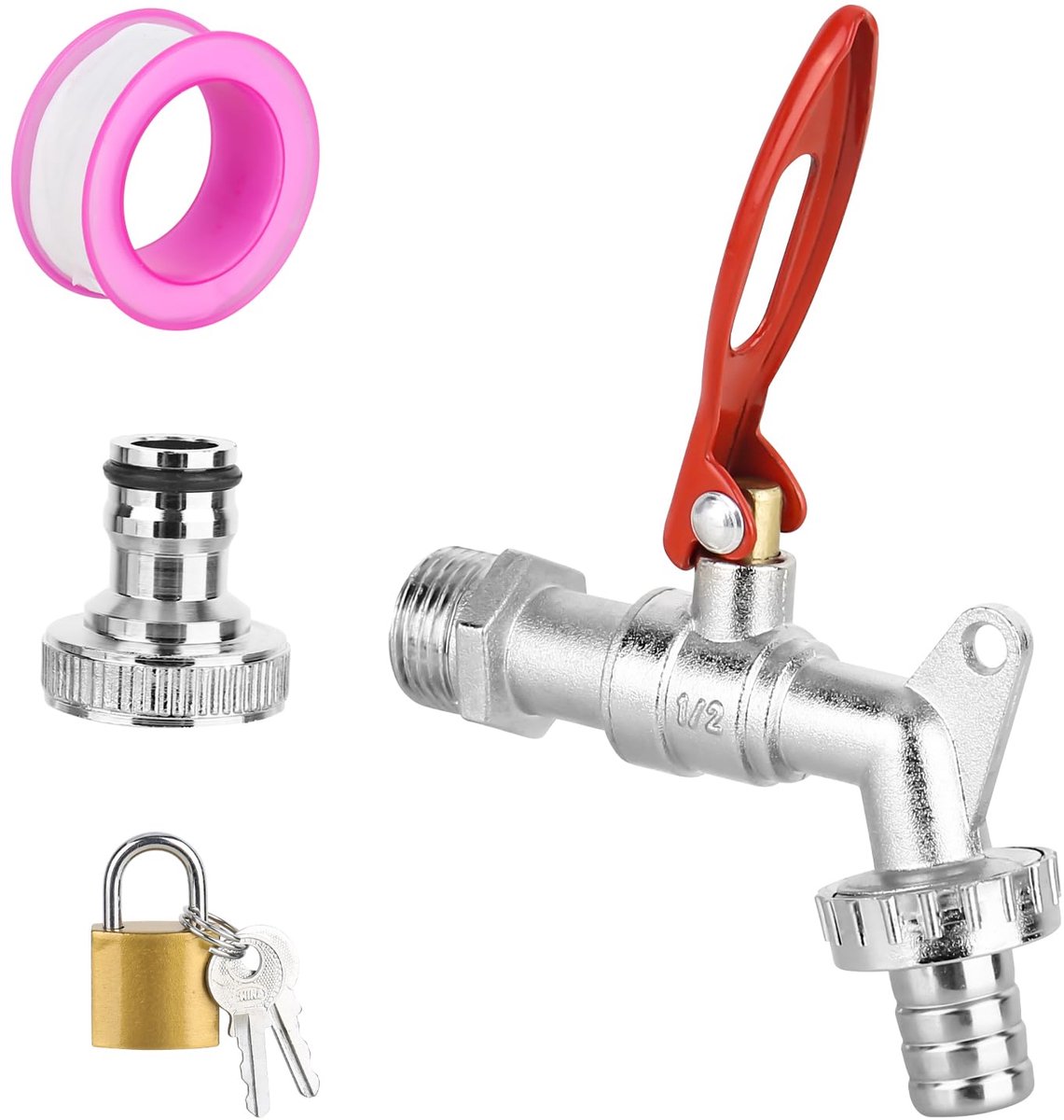 Dailygoods - 1/2 Inch Tuin Kraan van Messing - Universele Water Tap met Vergrendeling