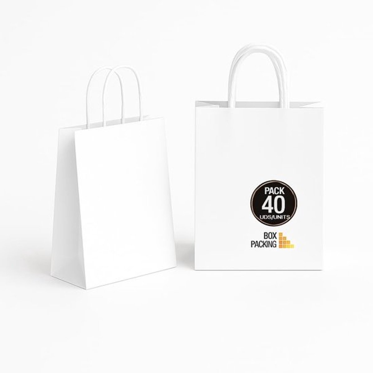 Papieren Tasjes 40 Stuks - Witte Draagtasjes - Kraft Tassen - Stevig Papier 115 g/m² - Ideaal voor Geschenken - Gemaakt in Spanje - Draagtas