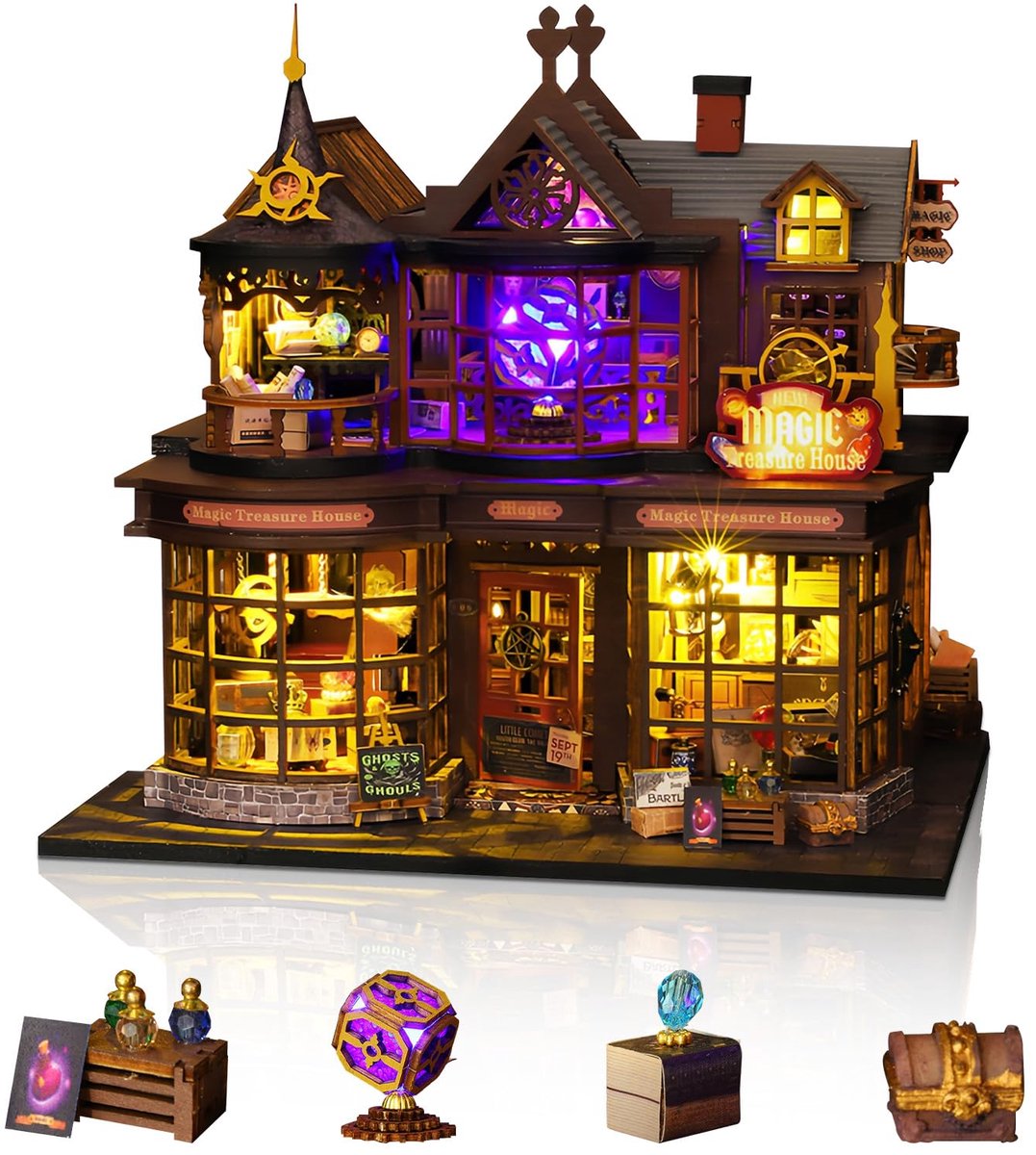 Dailygoods - Miniatuur Poppenhuis Kit met LED - Het Magische Schathuis