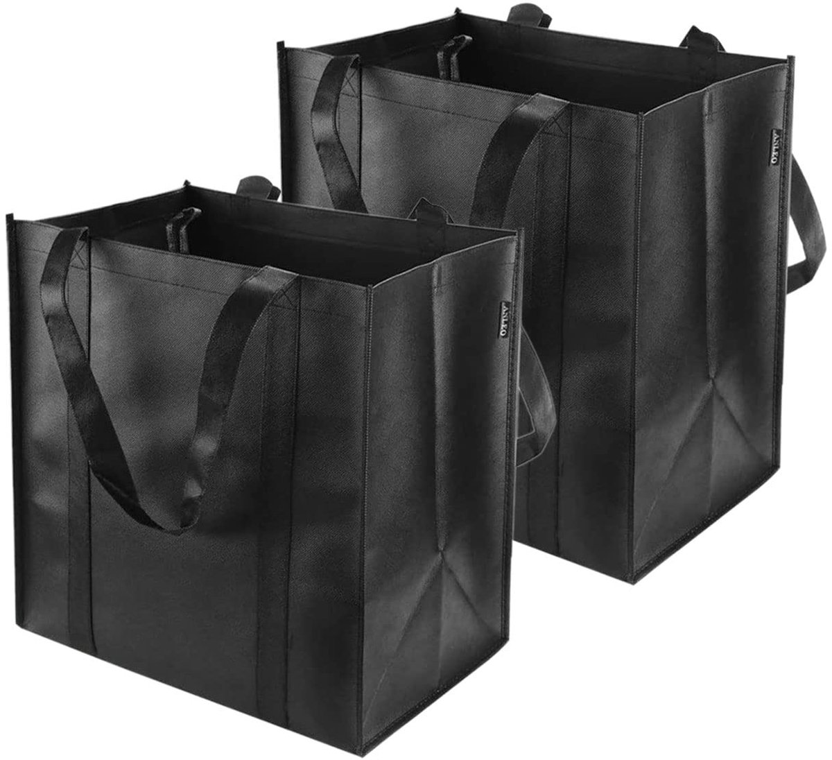 Dailygoods - 2 Stuks zwarte herbruikbare boodschappentassen - Opvouwbaar en wasbaar
