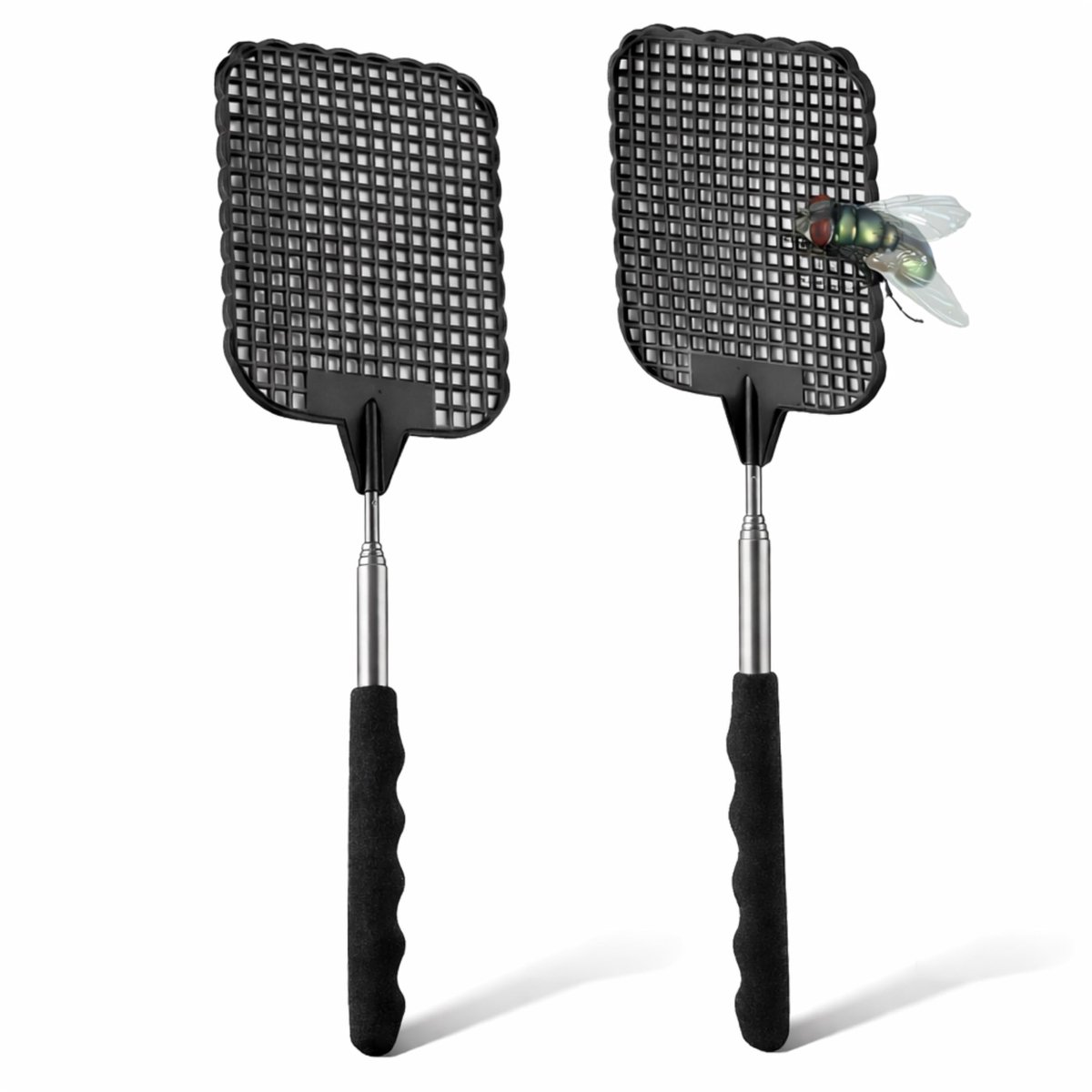 Dailygoods - Set van 2 XXL Insectenmepper - Uitschuifbare Vliegenvanger 75 cm