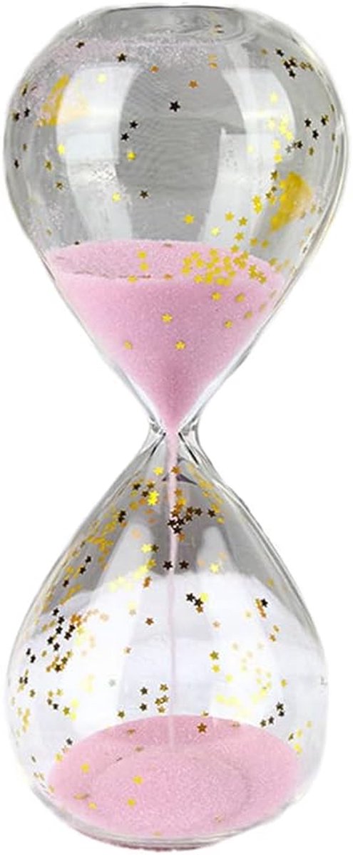 Zandloper Ster Pailletten - Zandklok Timer - Tijdbeheer - Exquise Pailletten - 83 x 83 x 20 cm - Roze