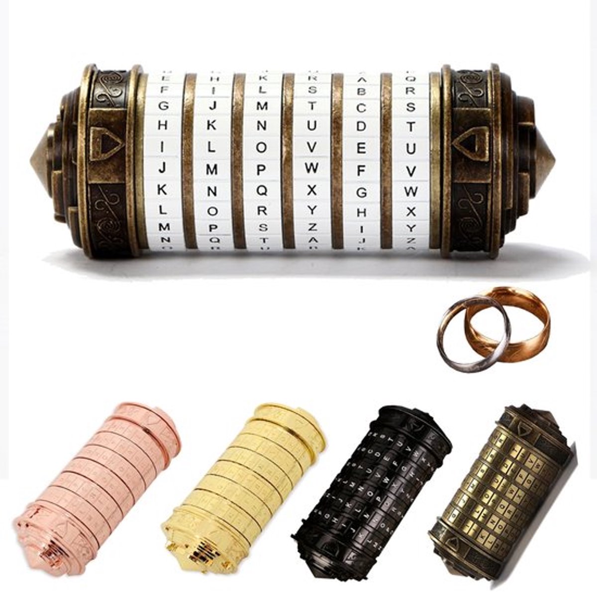 Da Vinci codeslot - Mini Cryptex - Creatief romantisch cadeau - Wit - kluizenbox - Perfect voor een verjaardag - Geschikt voor volwassenen