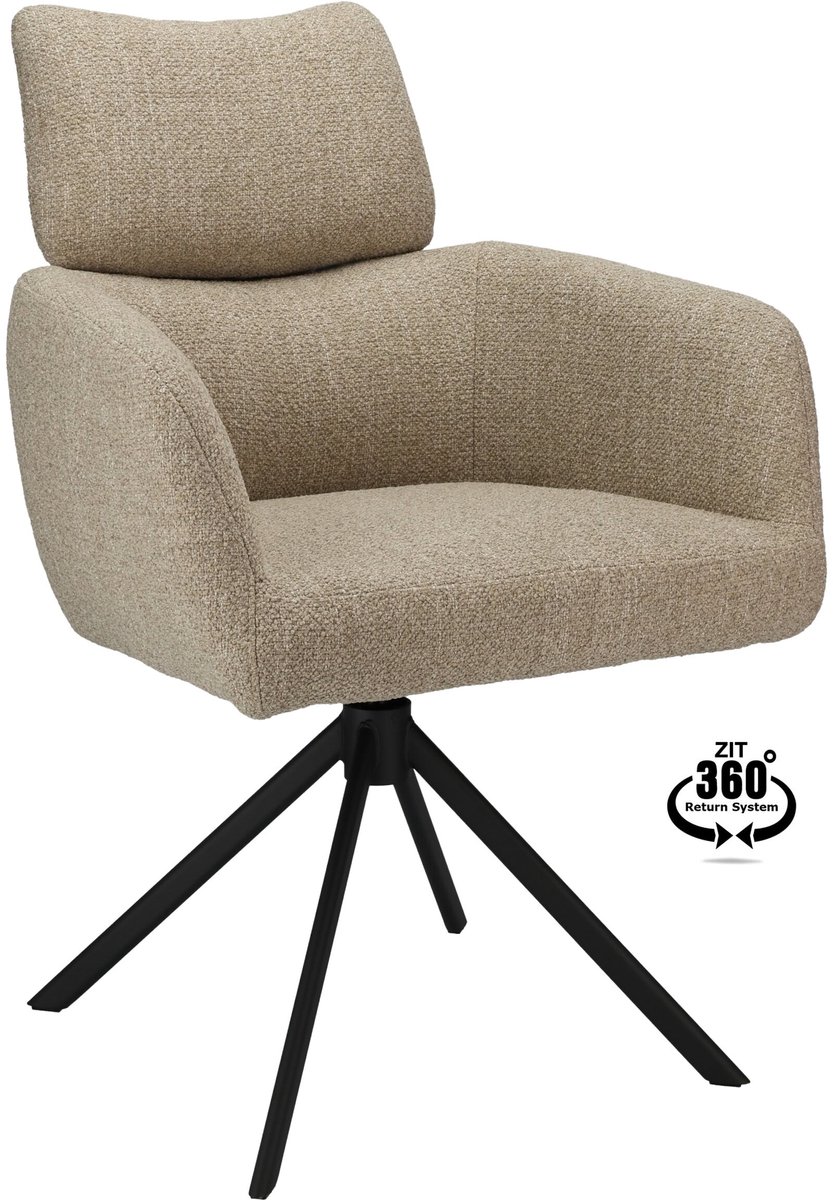 Icon Living - Armstoel Lyo Stof Rhythm Liver Leg Black 360° Return-system