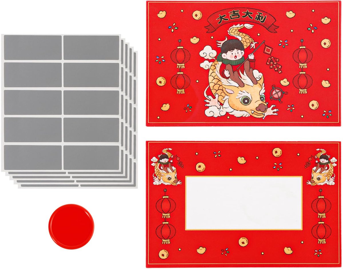 Dailygoods - 50 Stuks Chinese Nieuwjaar Scratch Cards - Gelukskaarten voor het Lente Festival