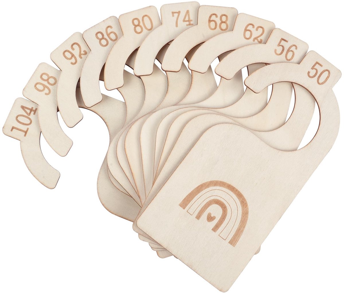 Dailygoods- Maatscheiders 10 Stuks - Houten Kastverdeler - Baby Kleding Organizer - Hoogwaardig Populierenhout - Milieuvriendelijk - Glad en Goed Gepolijst - Kledingkastverdelers