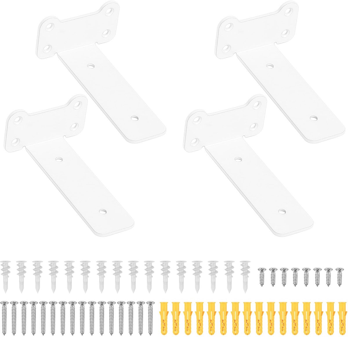 Dailygoods - 4 Stuks Plankbeugel Wit - Zware Wandmontage Plankdrager voor Stabiliteit