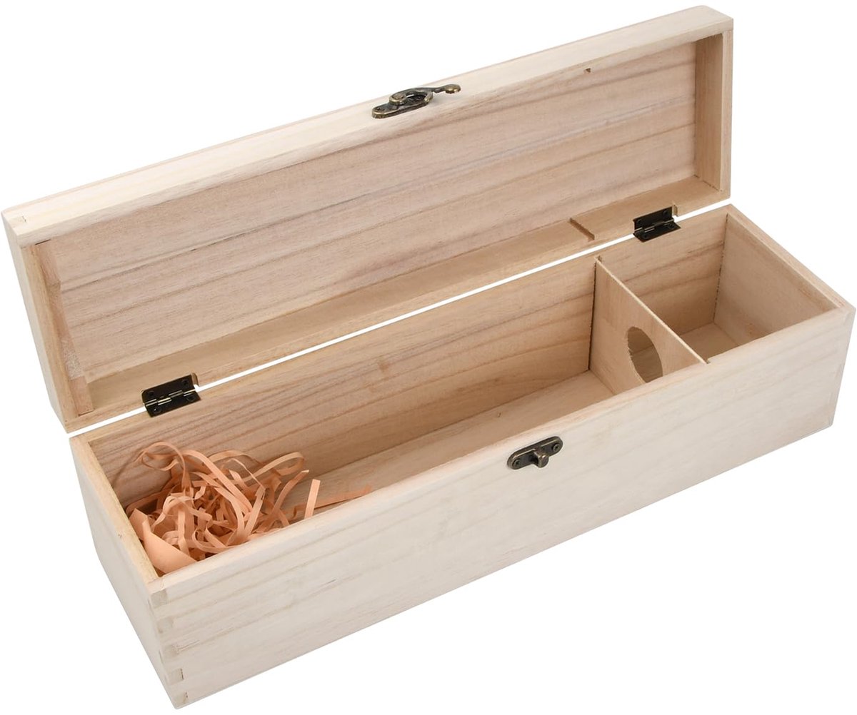 Dailygoods - Houten Wijnkist met Deksel voor 1 Fles - Perfect voor Geschenken