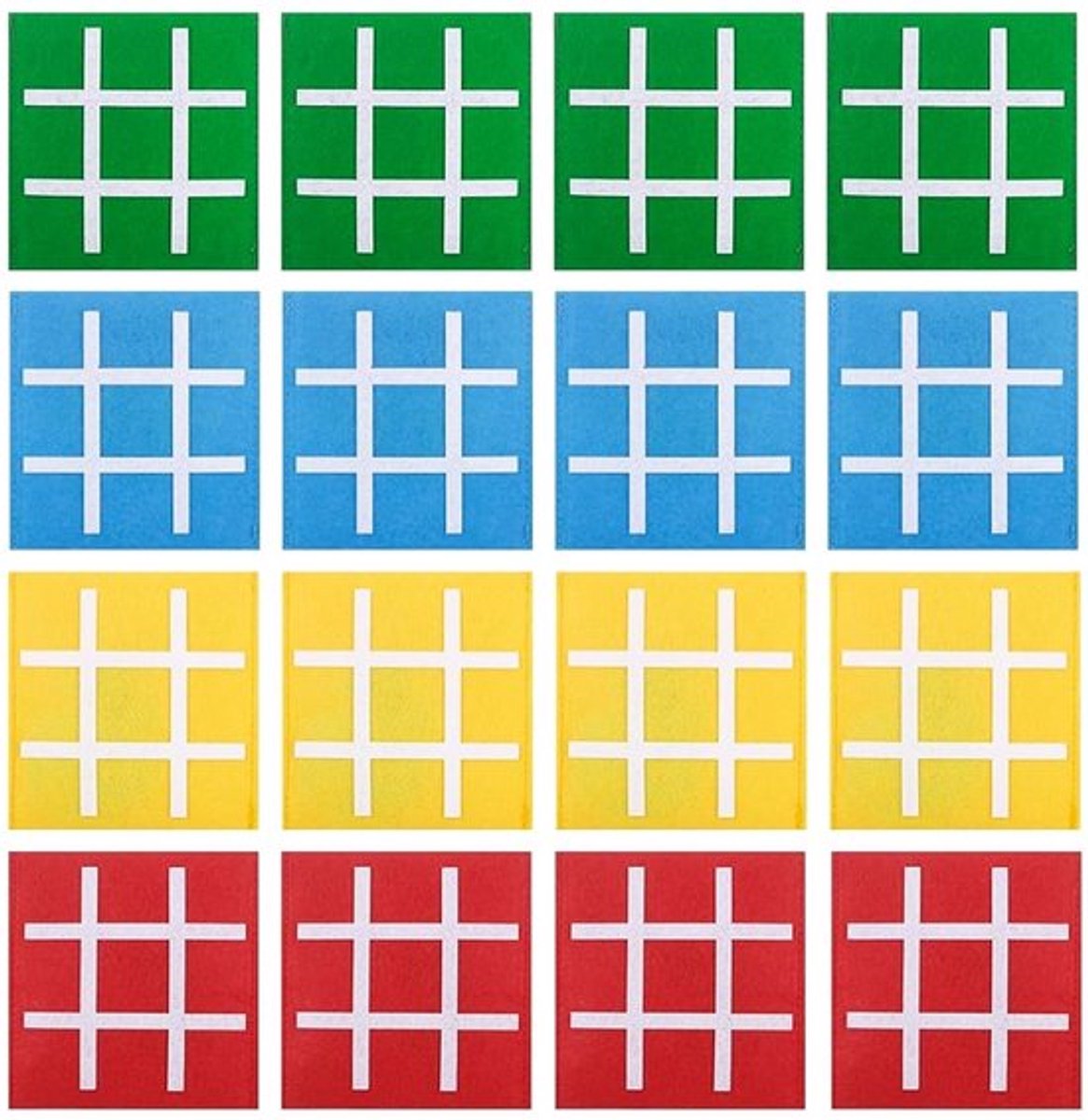 Tic Tac Toe-spel 16 stuks - Educatief Speelgoed - Bordspel voor Kinderen - Creatief Spel - Hand-oog Coördinatie - Viltmateriaal 12x12 cm