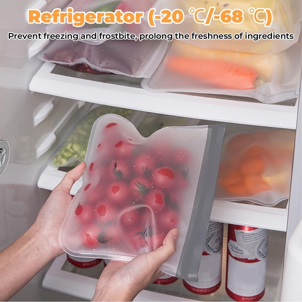 Dailygoods- Vrieszakken 10 Stuks - Herbruikbare Siliconen - Waterdicht - Lekvrij - BPA-vrij - Geschikt voor Voedsel - Opbergzakken — cadeau in Cadeau-ideeën - foto 4