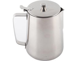 Melkopschuimkan - Melkopschuimbeker RVS - Latte Art Creëren - Druppelloze Uitloop - 600 ml - Zilver