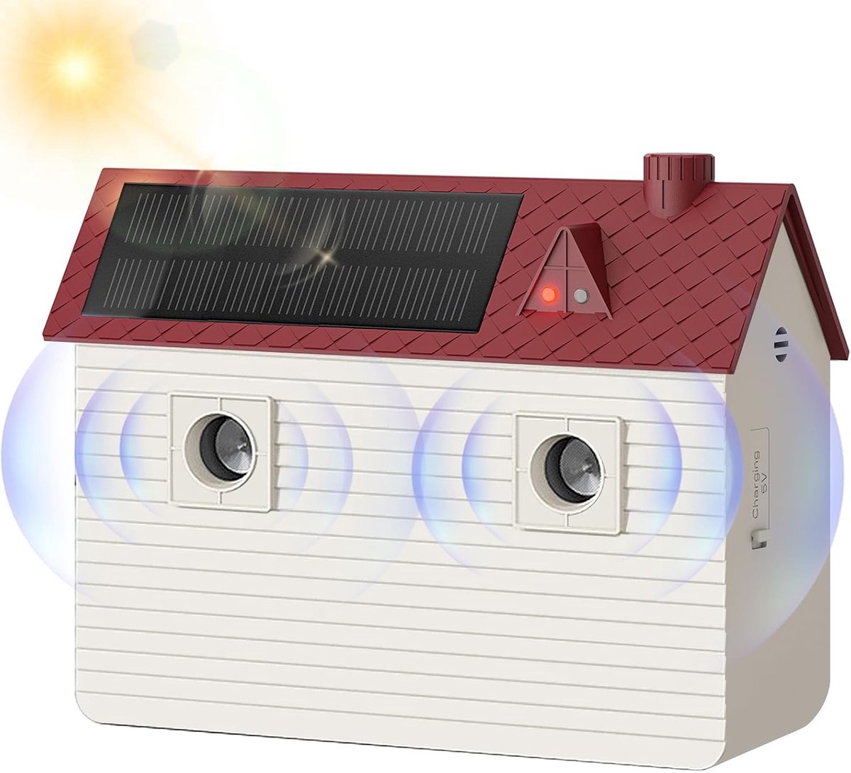 Anti-blafapparaten voor honden: Ultrasoon anti-blafapparaat voor honden met 3 trainingsmodi, bereik 15 meter | Anti-blafapparaten op zonne-energie | Blafstopapparaat voor honden binnenshuis (rood)