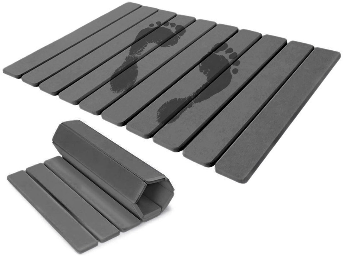 Dailygoods - Kieselgoer Badmat 60 x 39 cm, Sneldrogend en Antislip, Donkergrijs