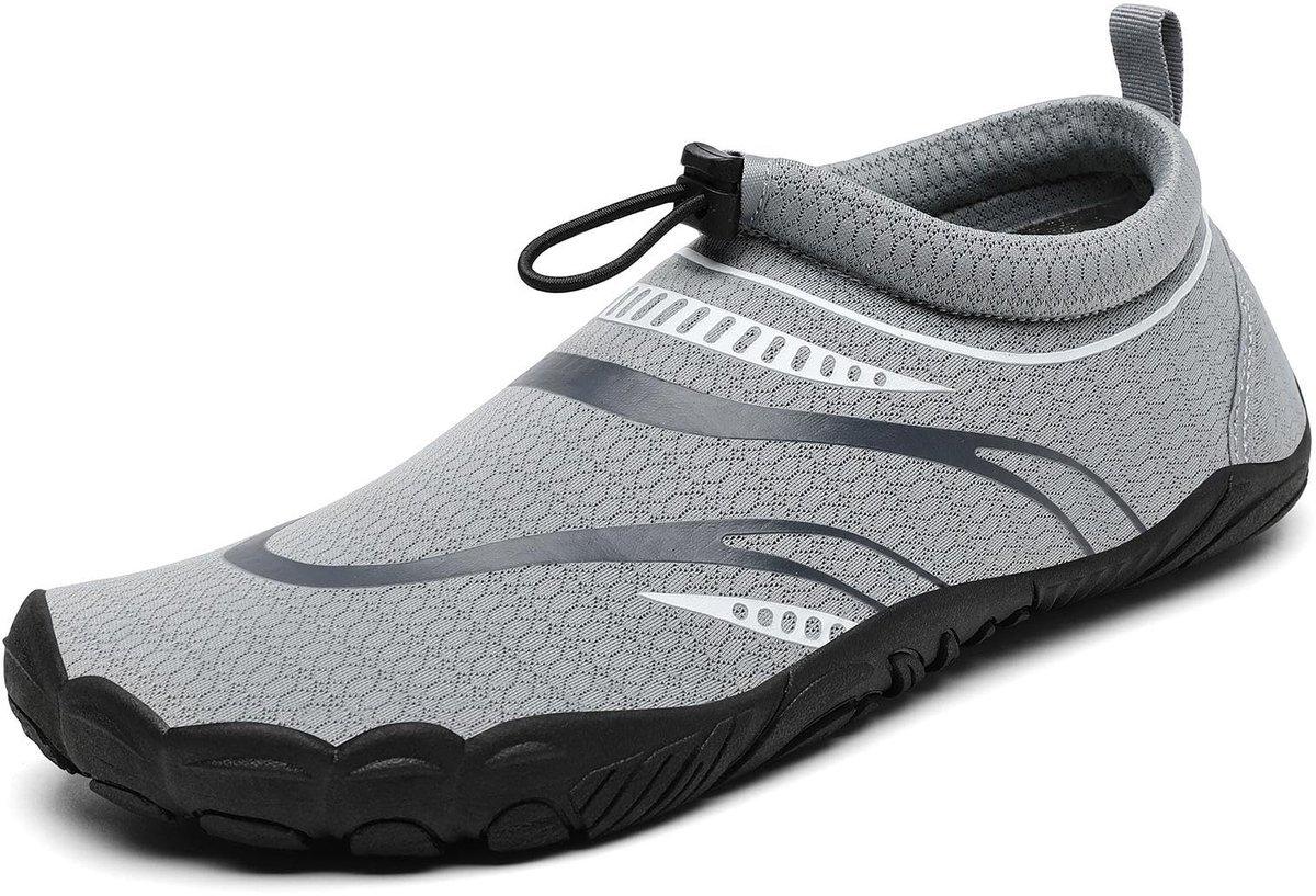 SnelShoppen - Waterschoenen voor Dames en Heren, Sneldrogend en Ademend, Mesh, Zomer Watersportschoenen, Maat 36-46, As-Grijs, Ideaal voor Strand en Z