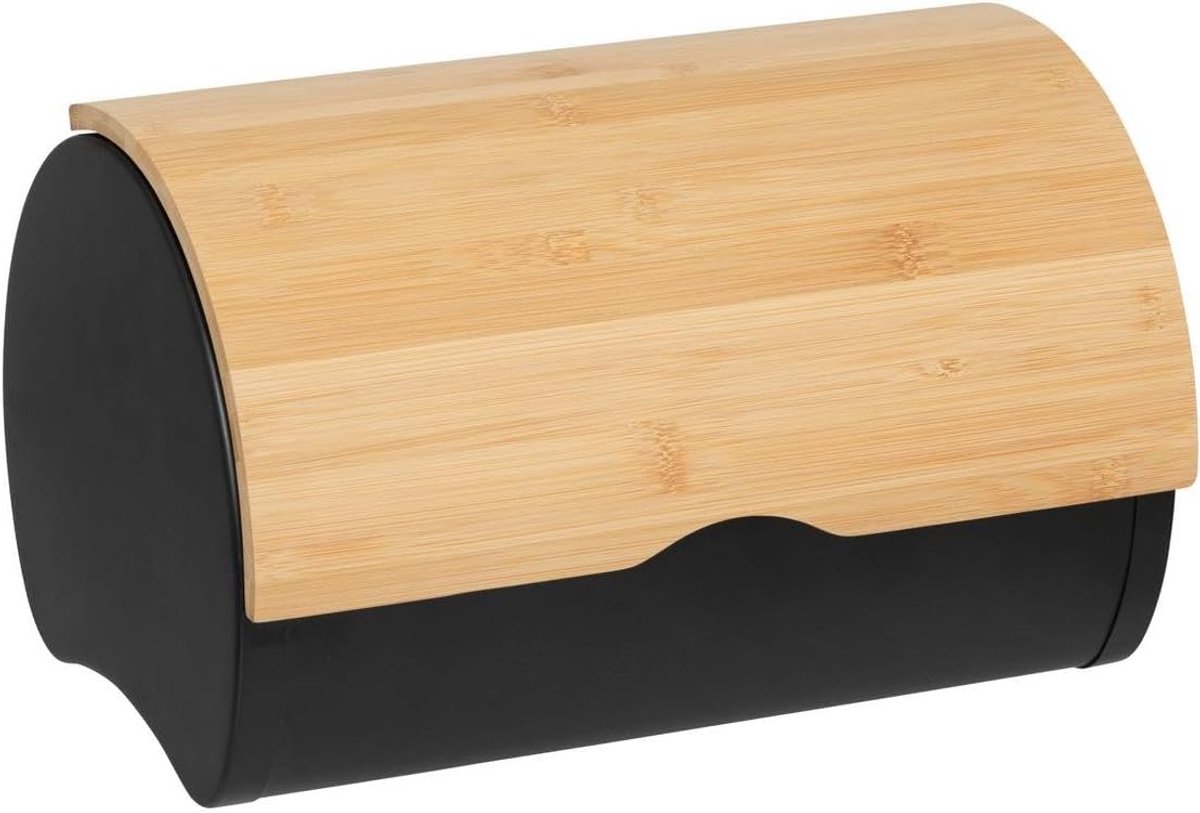 Lunchbox zwart bamboe - metaal - stijlvol design - ideaal voor onderweg - SnelShoppen