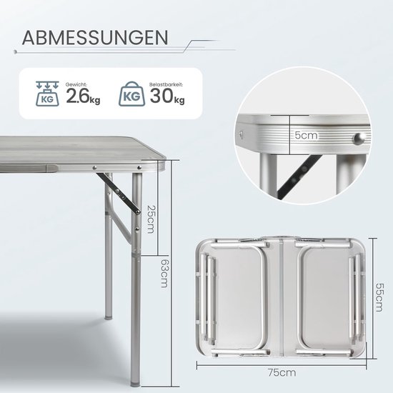 Opklapbare Campingtafel voor Buiten met MDF-Tafelblad - Ideaal voor Kamperen en Terras — afbeelding 2