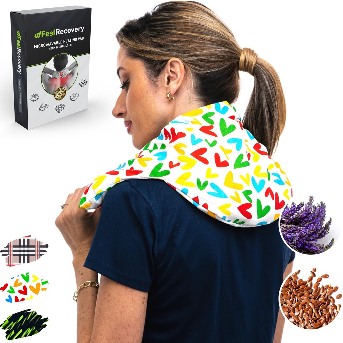 SnelShoppen - Pittenzak Nekkussen Maxi - Nekwarmer voor Magnetron (60x22 cm) - Lijnzaadkussen voor Nek en Schouders - Warmtezak met Wasbare Hoes en La