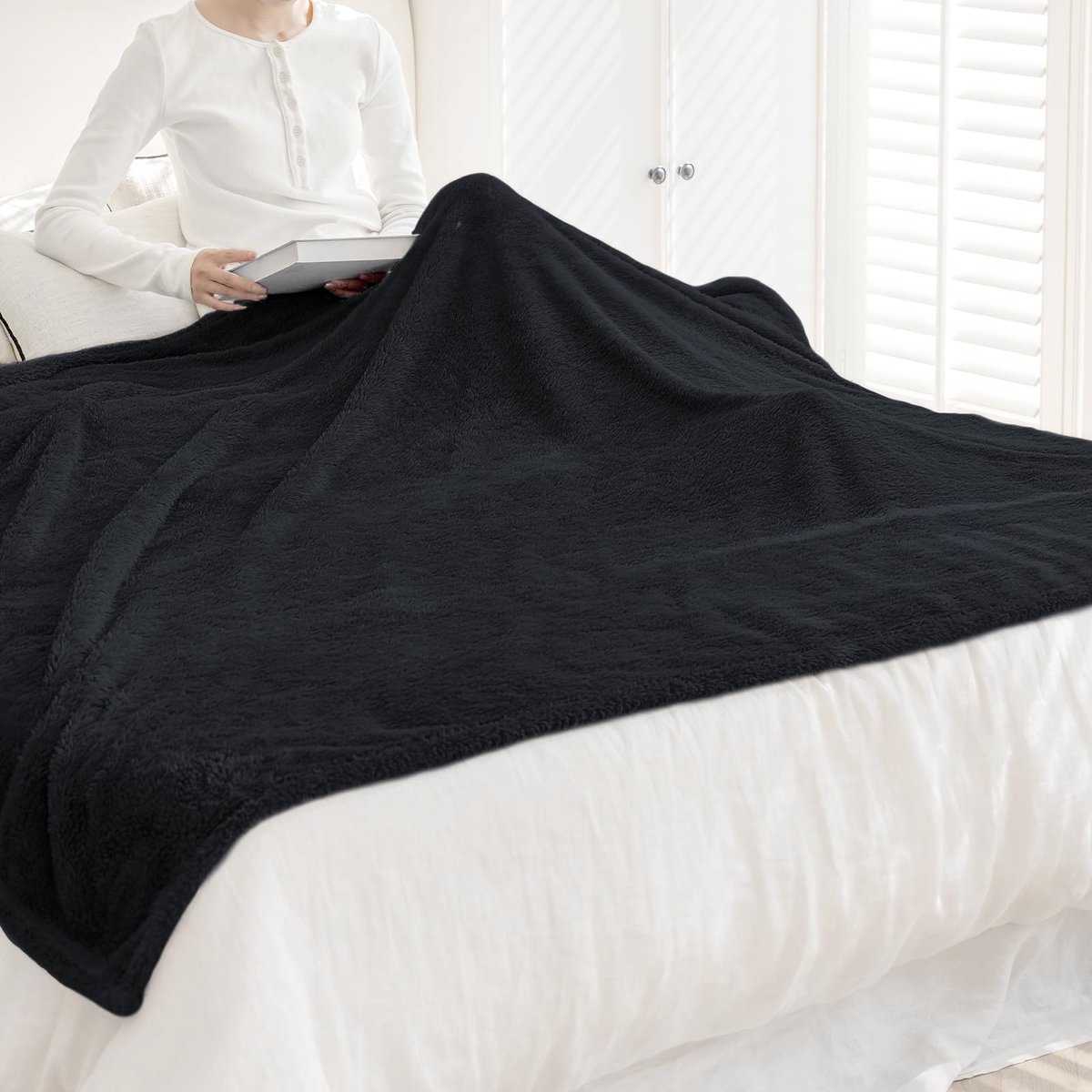 SnelShoppen - Plaid Fleece Deken 150 x 200 cm - Zachte Flanellen Deken Oeko-TEX® Gecertificeerd - Fleece Deken voor Bank, Bed en Kamers - Blauw voor F