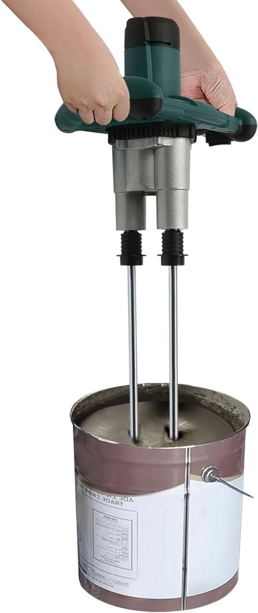 Dubbele Mixer - Mortelroerder Betonmixer - Snel Materialen Mengen - 6 Snelheden Instelbaar - 2800 W - Groen