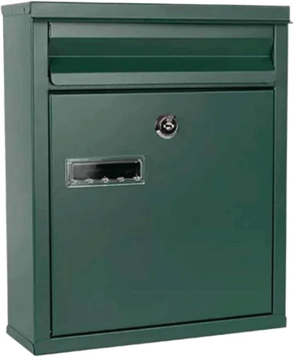 Brievenbus Rechthoekig - Postbus Buiten - Veilig Post Ontvangen - Met Slot en Raam - 24x8x30cm - Groen