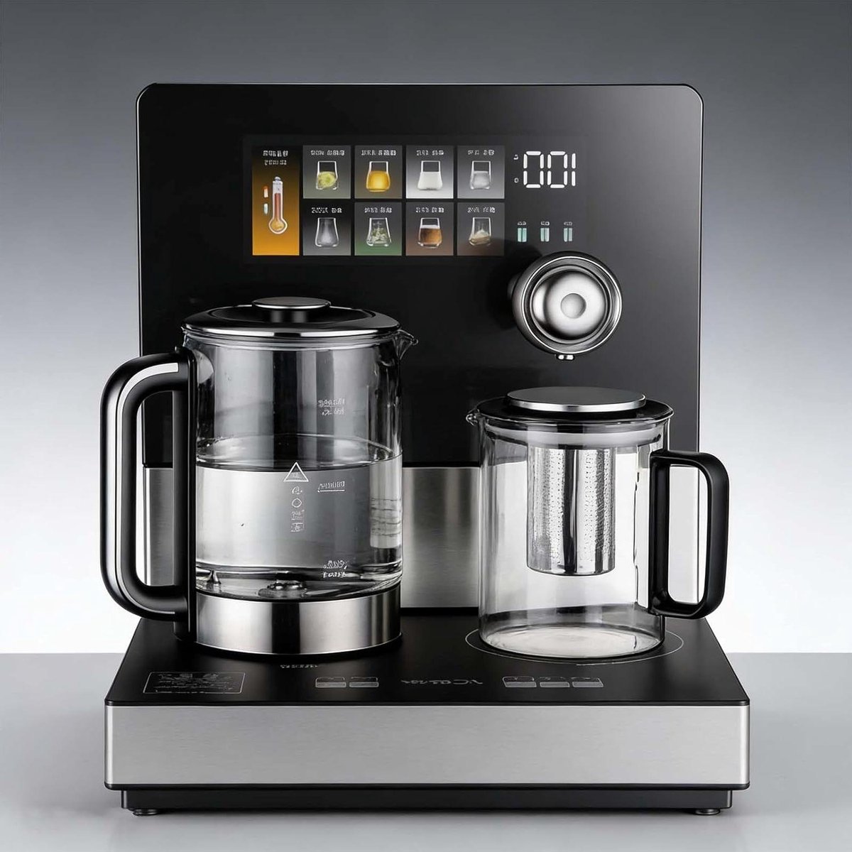 Theemachine met waterkoker - Theeapparaat warm water - Dranken bereiden - Dubbele capaciteit - 18L + 12L - Zwart