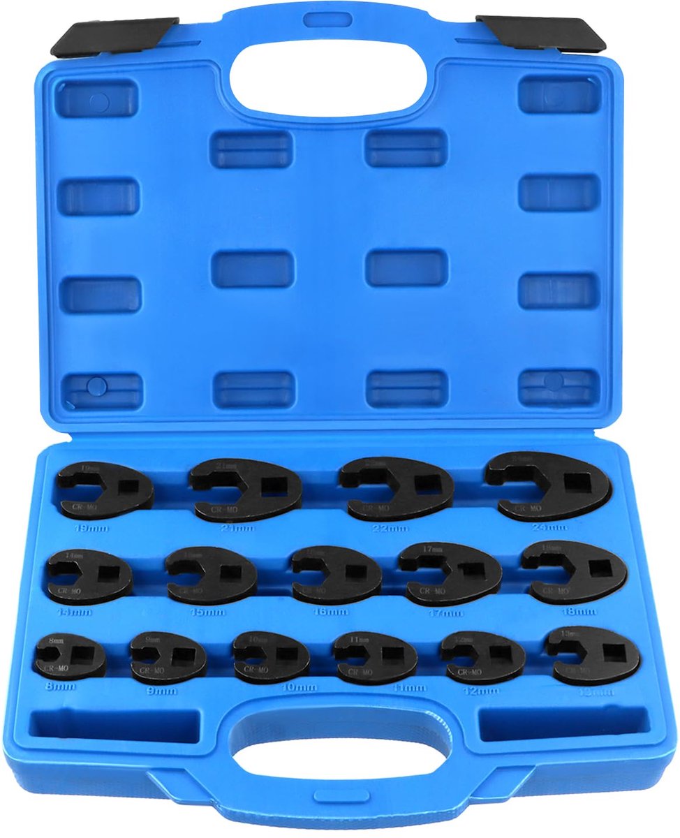 Dailygoods - 15-delige Kraaienpootsleutelset - 3/8" en 1/2" Vierkant