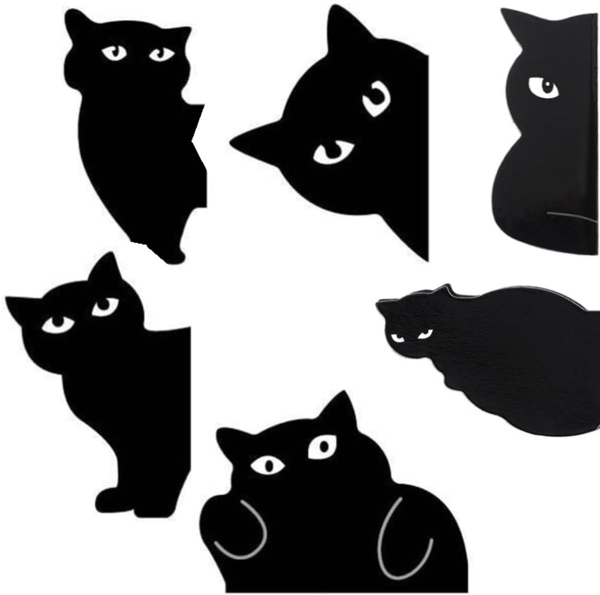 Dailygoods - Set van 6 Magnetische Bladwijzers - Schattige Zwarte Kat Stijl Boekmarker Clips