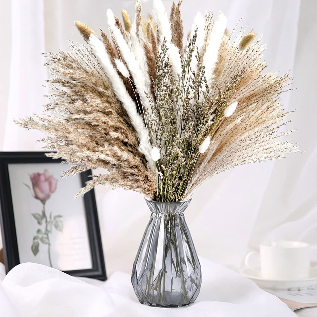 Dailygoods - 85 Stuks Pampas Gras Gedroogd - Natuurlijke Decoratie voor Boho Woonkamer