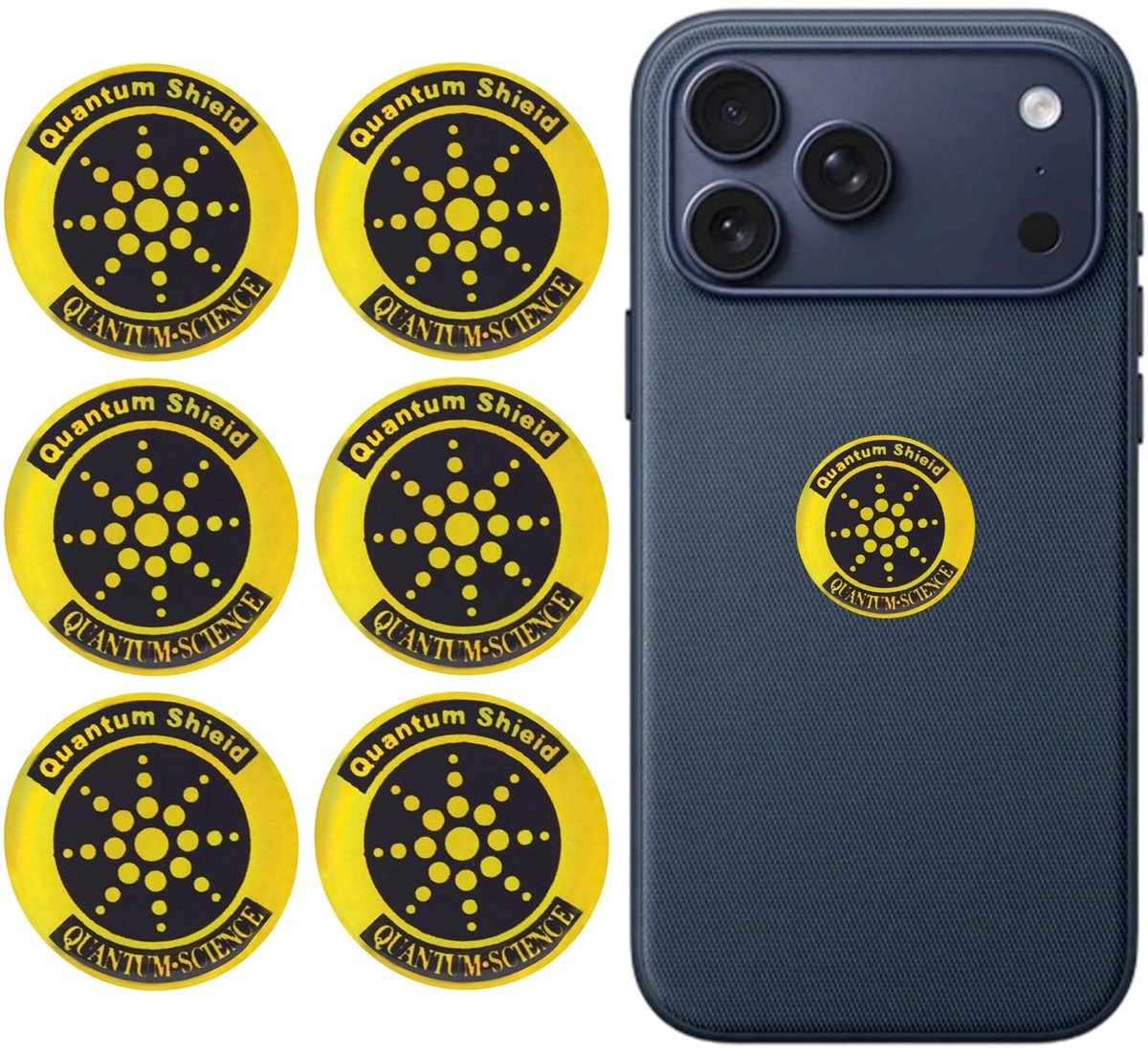 Dailygoods- Beschermende Stickers - 6 Stuks - Wifi-Stralingsblokkering - Gouden PVC - Afmetingen 28 x 1,2 mm - Discreet Ontwerp - Stralingsstickers
