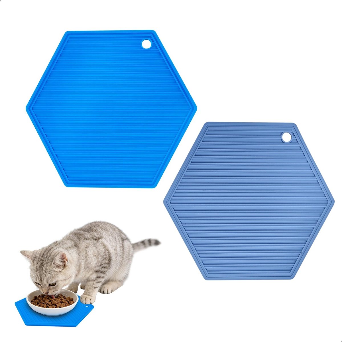 Dailygoods- Kattenmat Antislip - Siliconen - Waterdicht - Onderlegger - Draagbaar - 22 x 17,5 cm - Voeronderlegger