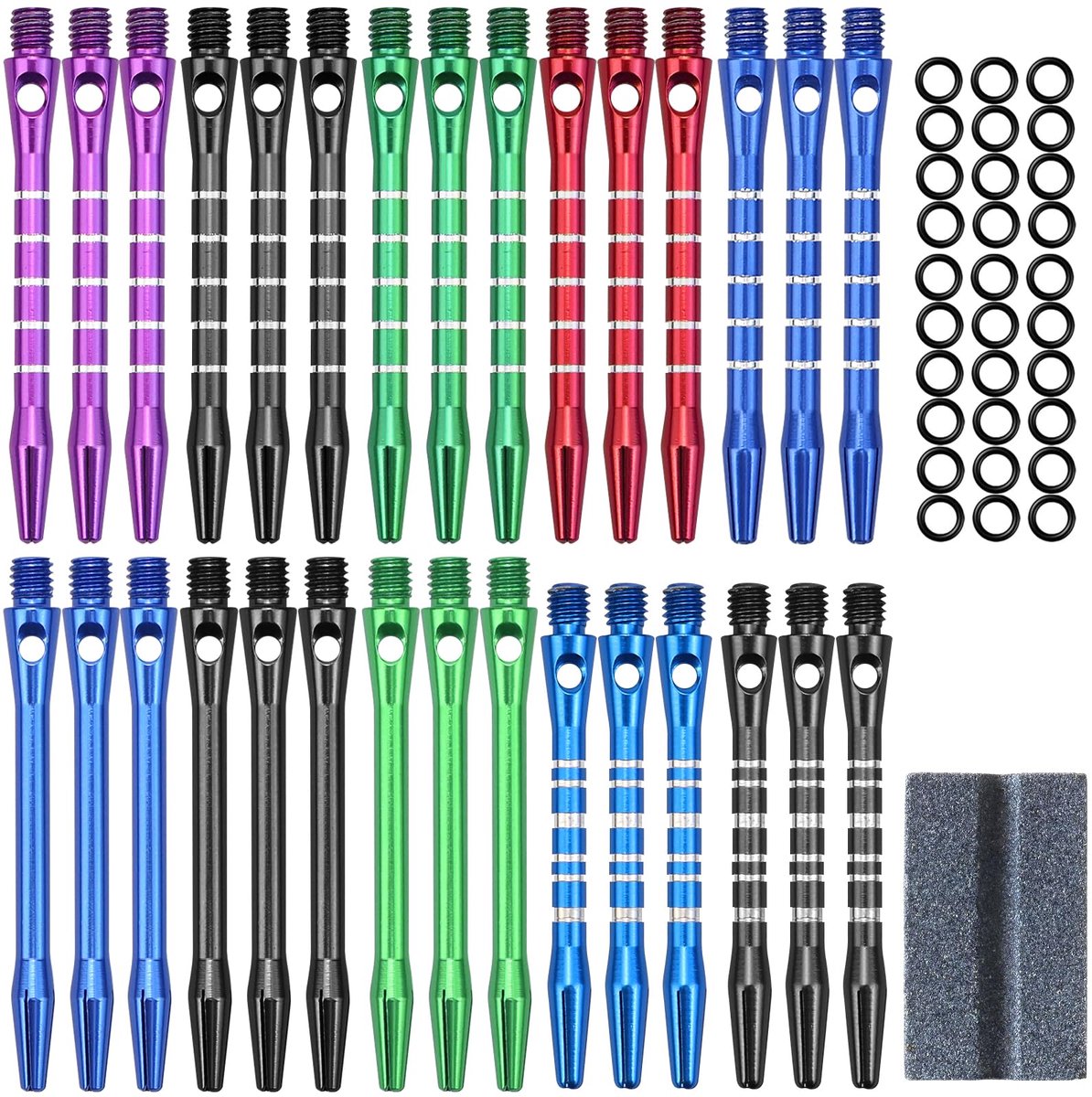 Dailygoods - Dart Shafts Set - 30 Stuks Aluminium Dart Schachten met Rubber Ringen