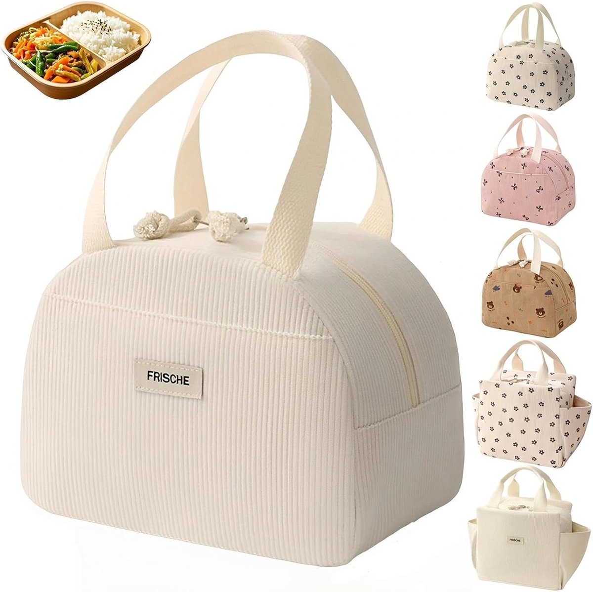 VHV-Lunchtas 6.5L - Kleine Geïsoleerde Lunchtas voor Dames en Heren - Opvouwbare Thermische Koeltas voor Werk, School en Camping - Beige