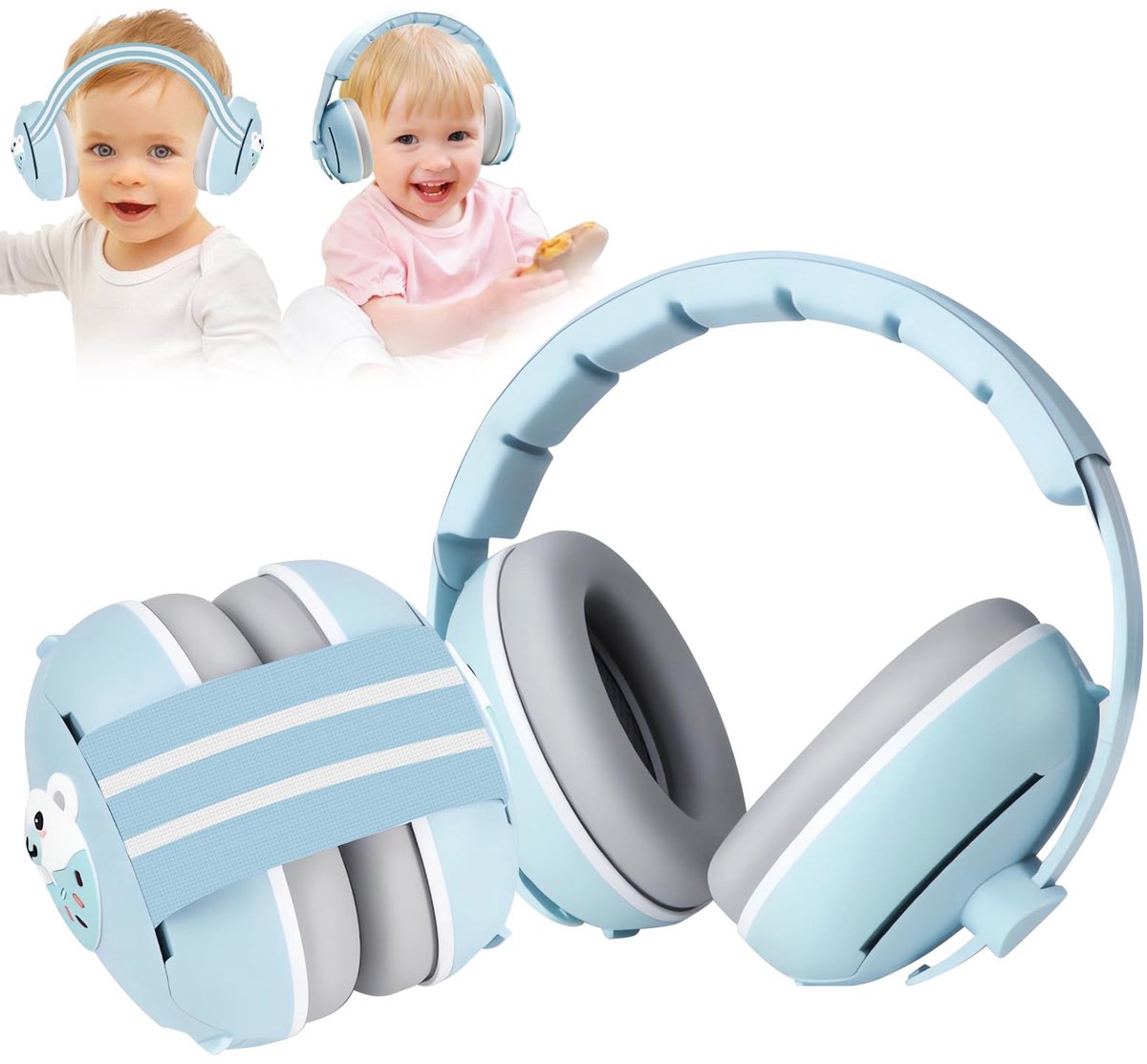 SnelShoppen - Oskuglin Koptelefoon Baby 2 in 1, Verstelbaar, 25dB Geluidsreductie, BPA-vrij, Inclusief Opbergtas voor Kinderen en Baby's, Ideaal voor