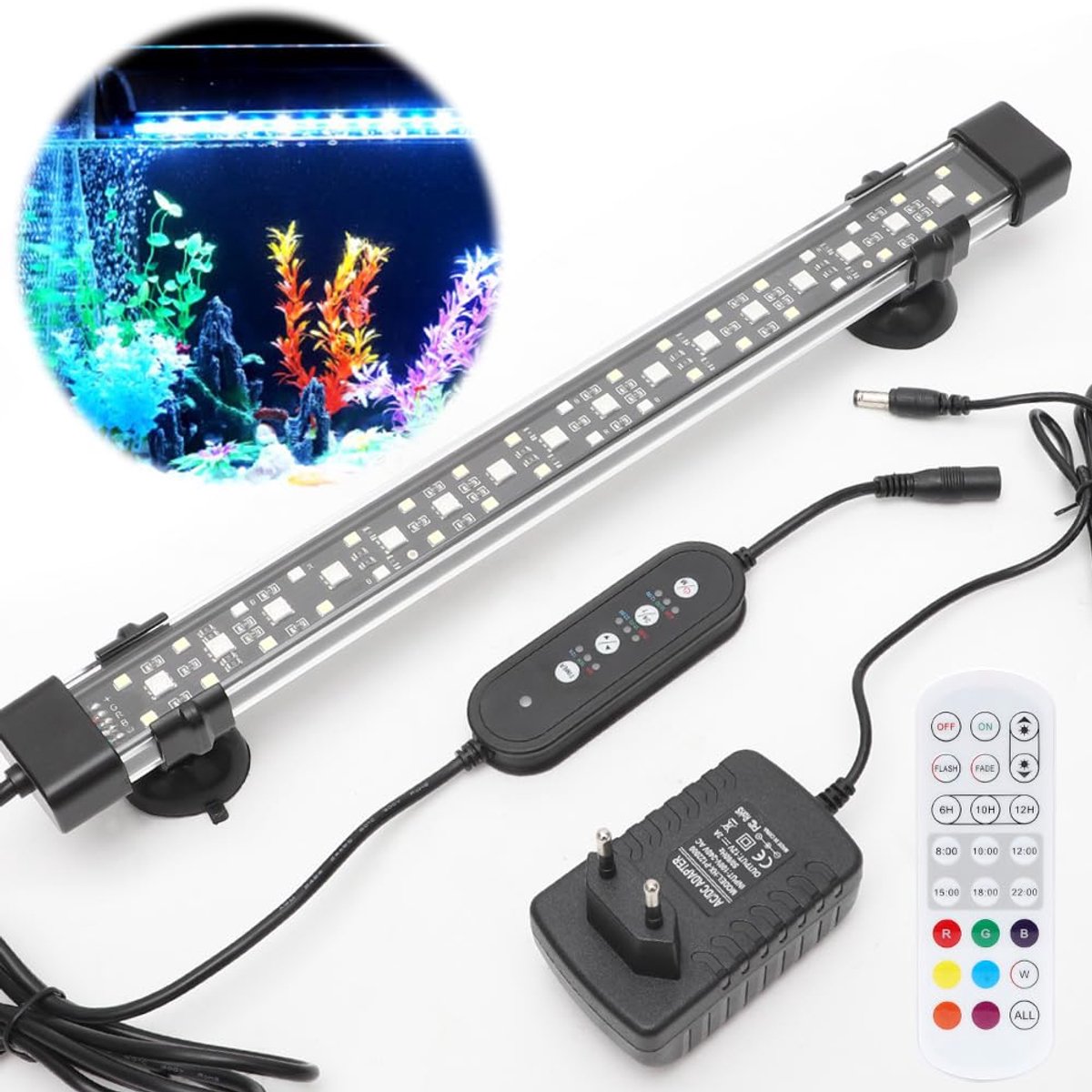 SnelShoppen - Led-aquariumverlichting met Timer, Dimbaar, Volledig Spectrum, 10 Helderheidsniveaus, 6/10/12 Uur Instelbare Timer, Ideaal voor Zoet- en