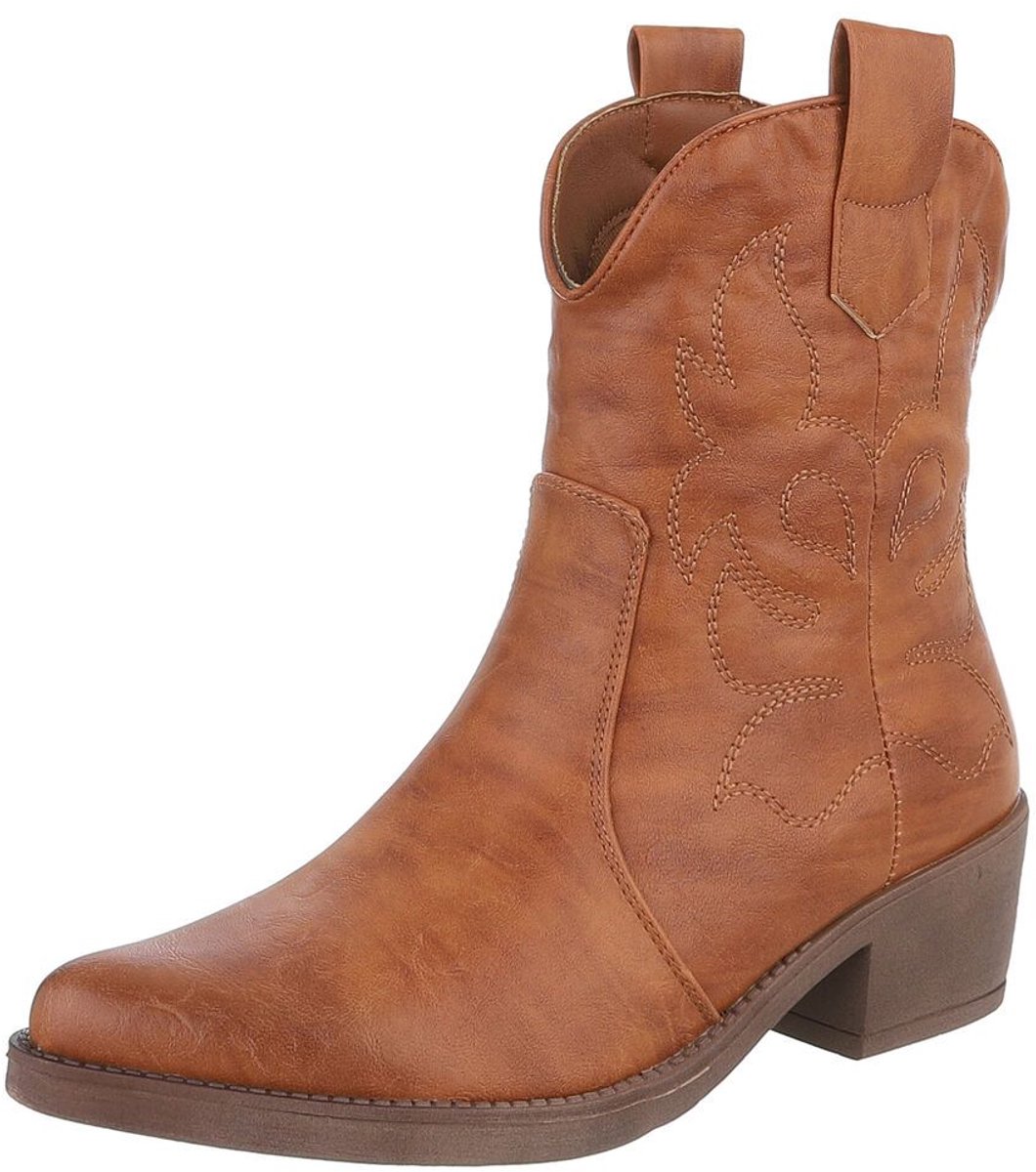 Cowboylaars - Blokhak en stikseldetails - Dames Mt:37