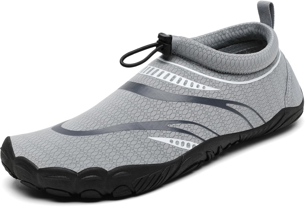 SnelShoppen - Uniseks Badschoenen, Waterschoenen, Sneldrogend en Ademend, Aquaschoenen Maat 36-46, Antracietgrijs, Perfect voor Strand, Zwembad en Act