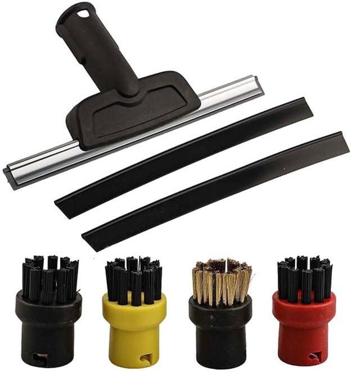 Stoomreiniger Accessoires - Borstelset Schrapers - Dieptereiniging Huis - Speciaal Ontworpen Borstelharen - 7 Delig - Zwart